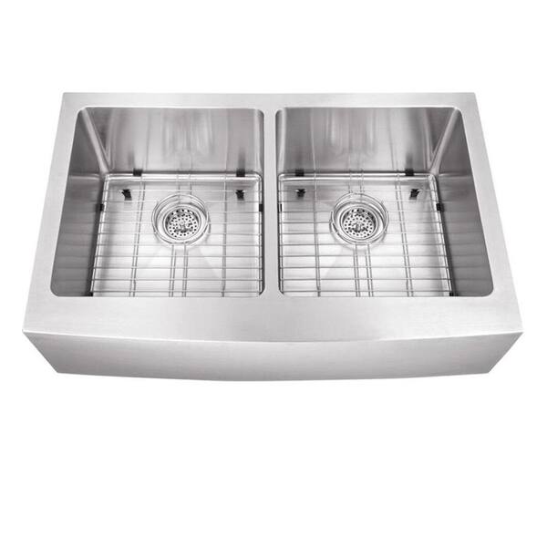 Cahaba Farmhouse Apron Front Stainless Steel 32-7/8 in. 50/50 Double Bowl Kitchen Sink