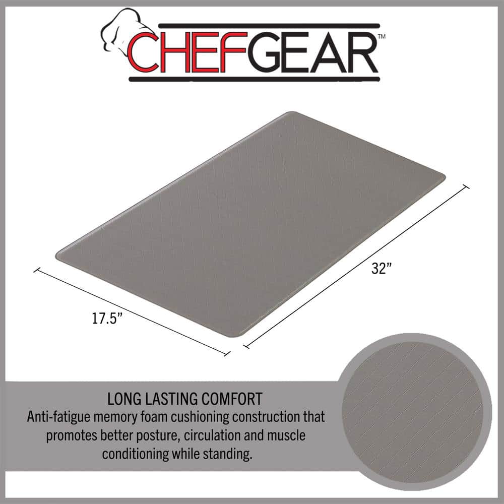 Gray Foam Anti-Fatigue Kitchen Mat with Basketweave Pattern, 17.5 x 32 in