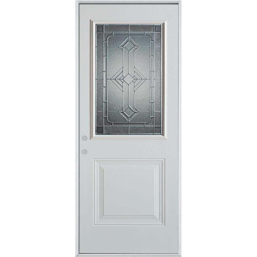 Neo-Deco 32 in x 80 in 1 Panel Right-Hand/Inswing 1/2 Lite White Primed Smooth Fiberglass Prehung Front Door price history on PriceWatchPro
