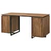 Three-quarter rear view of the Berhalter 6-drawer double pedestal computer desk.