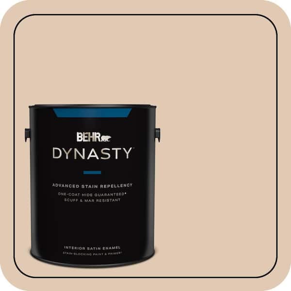 BEHR DYNASTY 1 gal. #290E-2 Oat Cake Satin Enamel Interior Stain-Blocking Paint and Primer