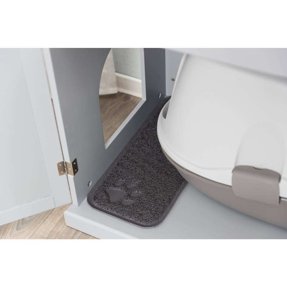 Gray Wooden Litter Box Enclosure with Storage Drawer