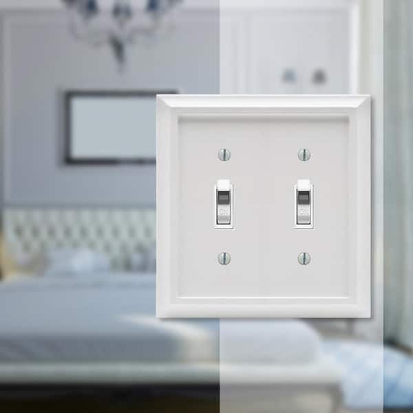 Deerfield 2 Gang Toggle Composite Wall Plate - White