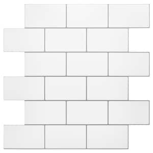 Splash White with Gray Grout 12 in. x 12 in. 2.5mm PVC Peel and Stick Tile (6.8 sq. ft./8 pcs Per Case)