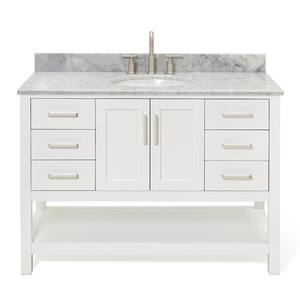 ARIEL Magnolia 55 in. W x 22 in. D x 36 in. H Bath Vanity in White with ...