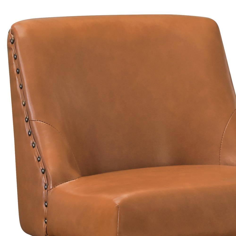 26'' Yellowish-Brown Swivel Counter Stools with Faux Leather and Wood Legs, Set of 6