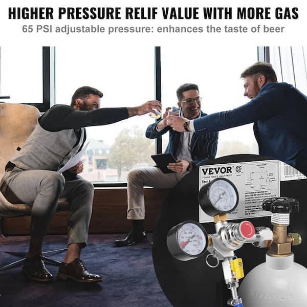 Double Gauge Regulator CO2 Regulator Gauge with 0-60PSI Heavy Duty CO2 Gauge Gas System Draft Beer Regulator
