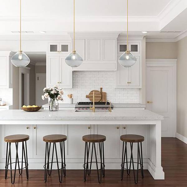 Pheobe 11.4 in. 1-Light Gold Modern Single Pendant Light with Handblown Glass Shade