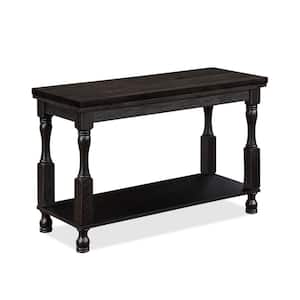 Heavenly 47.5 in. Antique Black Rectangle Wood Console Table with Shelf