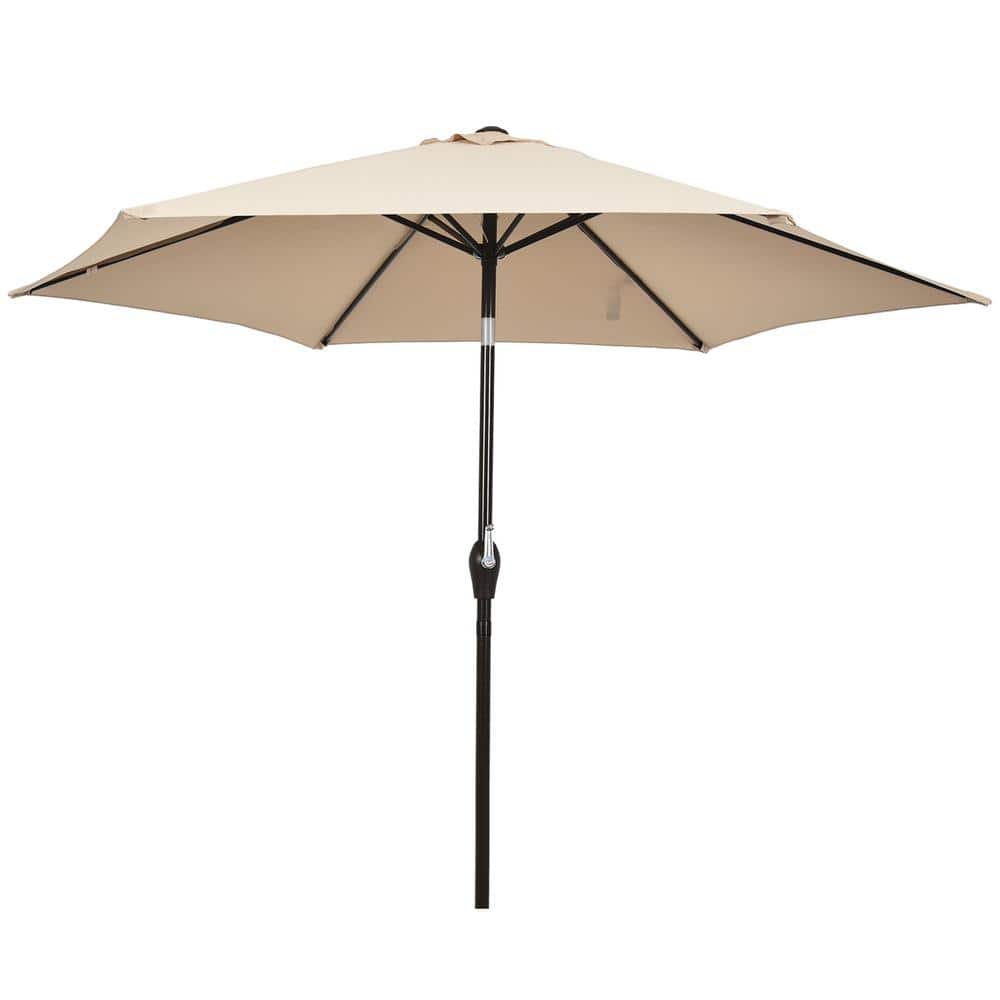 9 ft. Outdoor Market Table Garden Yard Patio Umbrella with Crank 6 Ribs in Beige price history on PriceWatchPro