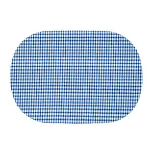 Fishnet 17 in. x 12 in. Blue PVC Covered Jute Oval Placemat (Set of 6)