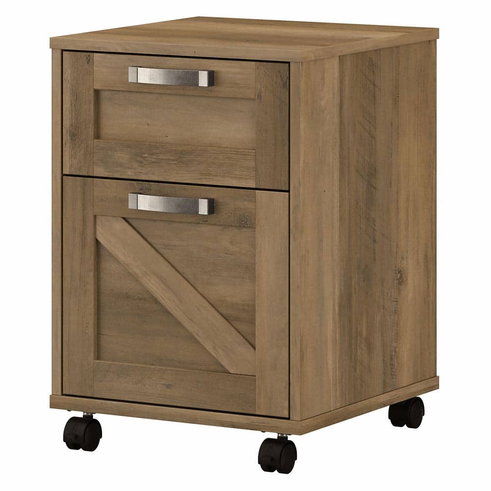 Reclaimed Pine 2-Drawer Mobile Filing Cabinet with Lockable Casters