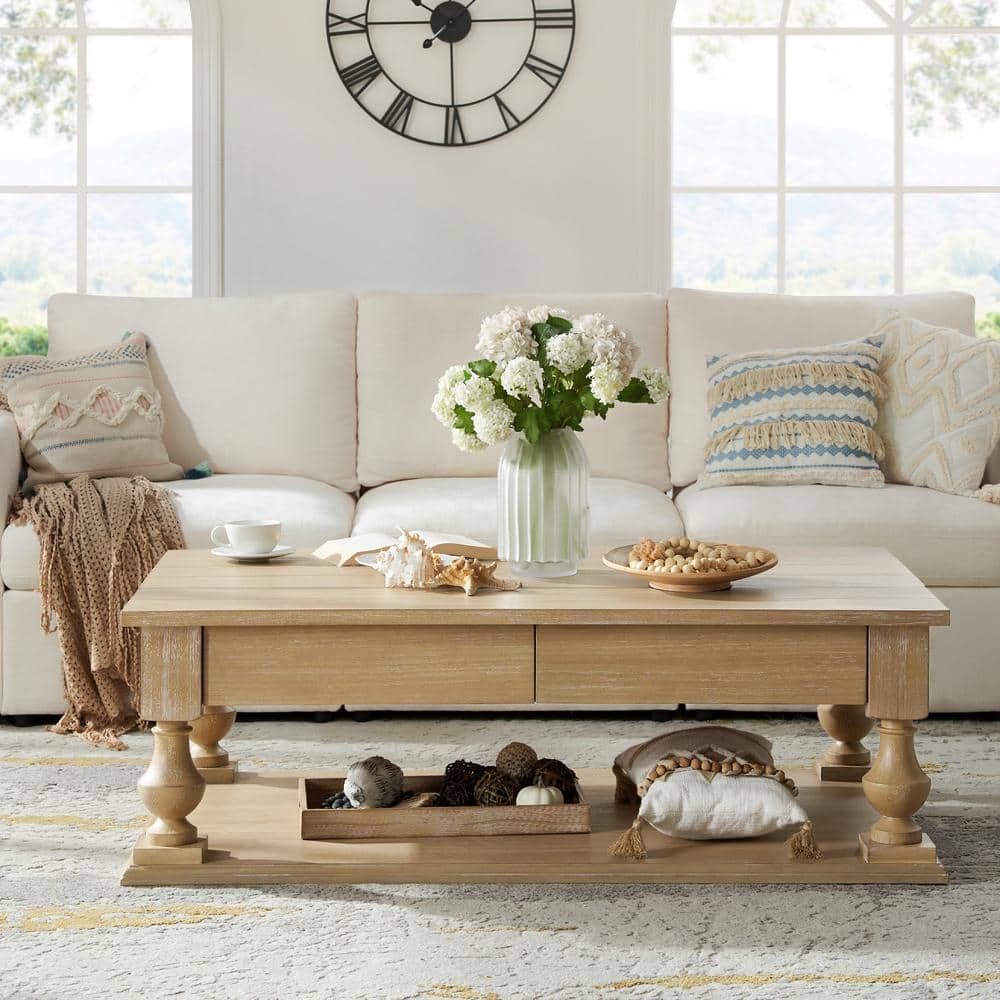 JAYDEN CREATION Arvid Natural 54 in. Traditional Lift Top MDF Coffee