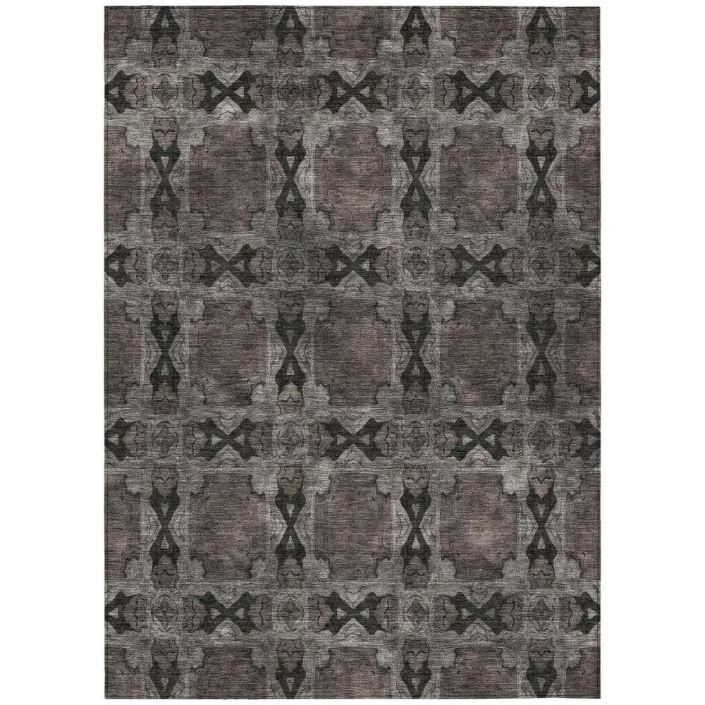 Gray and Black 8 ft. x 10 ft. Woven Floral;Medallion Rectangle Indoor/Outdoor Area Rug price history on PriceWatchPro