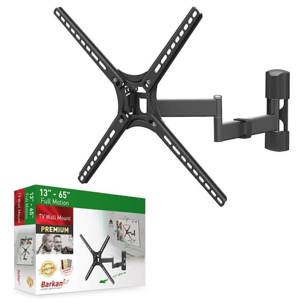 Barkan 29" to 56" Full Motion - 4 Movement Flat / Curved TV Wall Mount, Black, Patented, Touch & Tilt, Screen Leveling