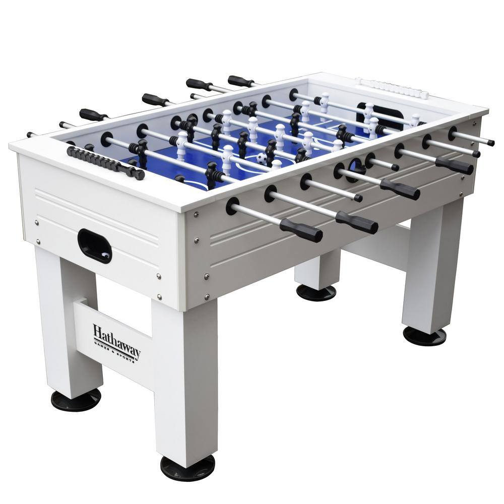 Highlander 55'' White Outdoor Foosball Table with Aluminum Rods