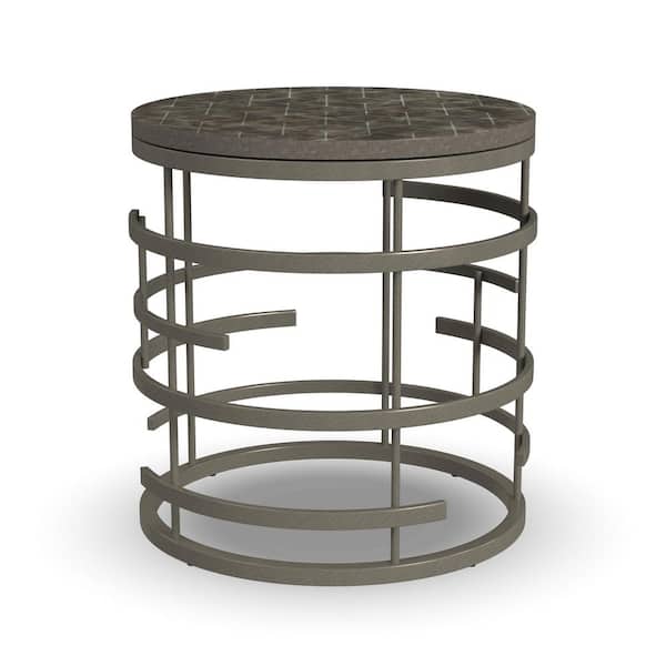 HOMESTYLES Parker 24 in. Silver Gray Round End Table