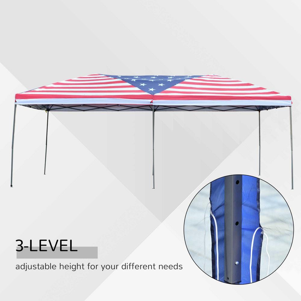 American Flag 10' x 20' Pop Up Canopy Tent with Mesh Sidewalls