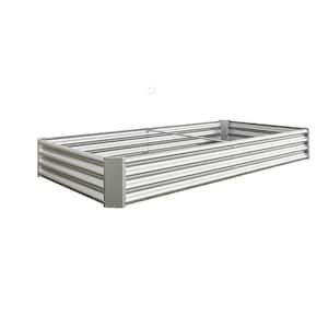 8 ft. W x 4 ft. D x 1 ft. H Silver Metal Rectangle Raised Garden Bed Planter Beds for Plants Vegetables and Flowers