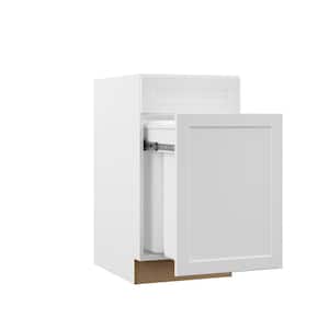 Designer Series Melvern White Assembled Dual Pull Out Trash Can Base Kitchen Cabinet (18 in. x 34.5 in. x 23.75 in.)