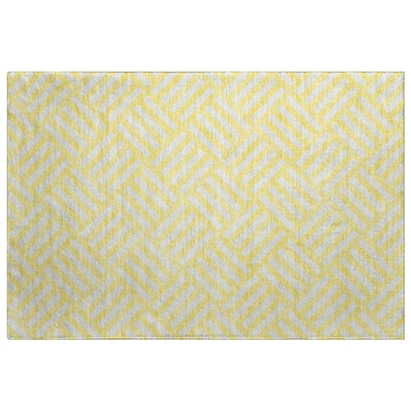 Dream Shag Premium Machine Washable Abstract ADS620 Yellow 2 ft. x 3 ft. Accent Rug