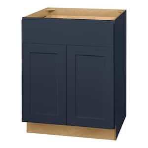 Avondale 27 in. W x 24 in. D x 34.5 in. H Ready to Assemble Plywood Shaker Base Kitchen Cabinet in Ink Blue