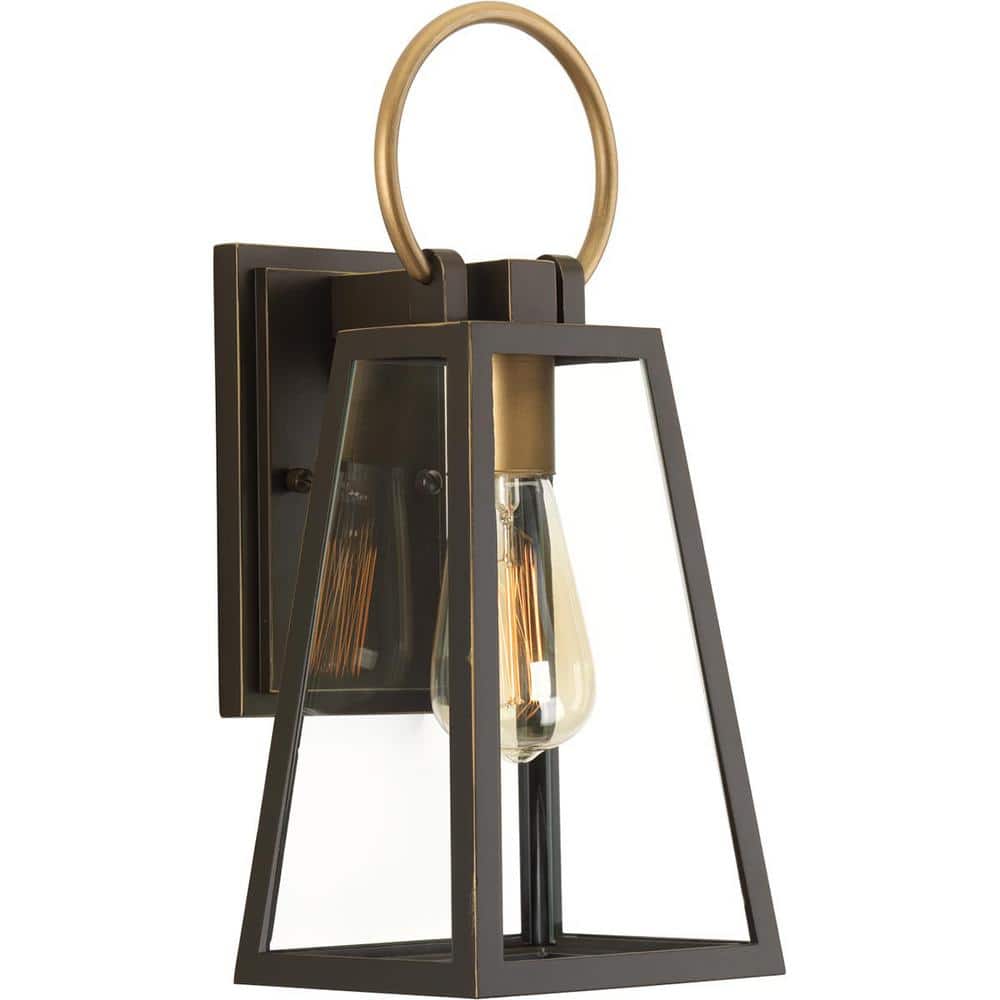 Antique Bronze Glass Pane Outdoor Wall Lantern