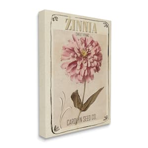 Sweet Pink Zinnia Florals Vintage Seed Packet by Studio W Unframed Print Nature Wall Art 24 in. x 30 in.