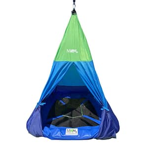 Outdoor Color Block Teepee Tent Mat Platform Swing