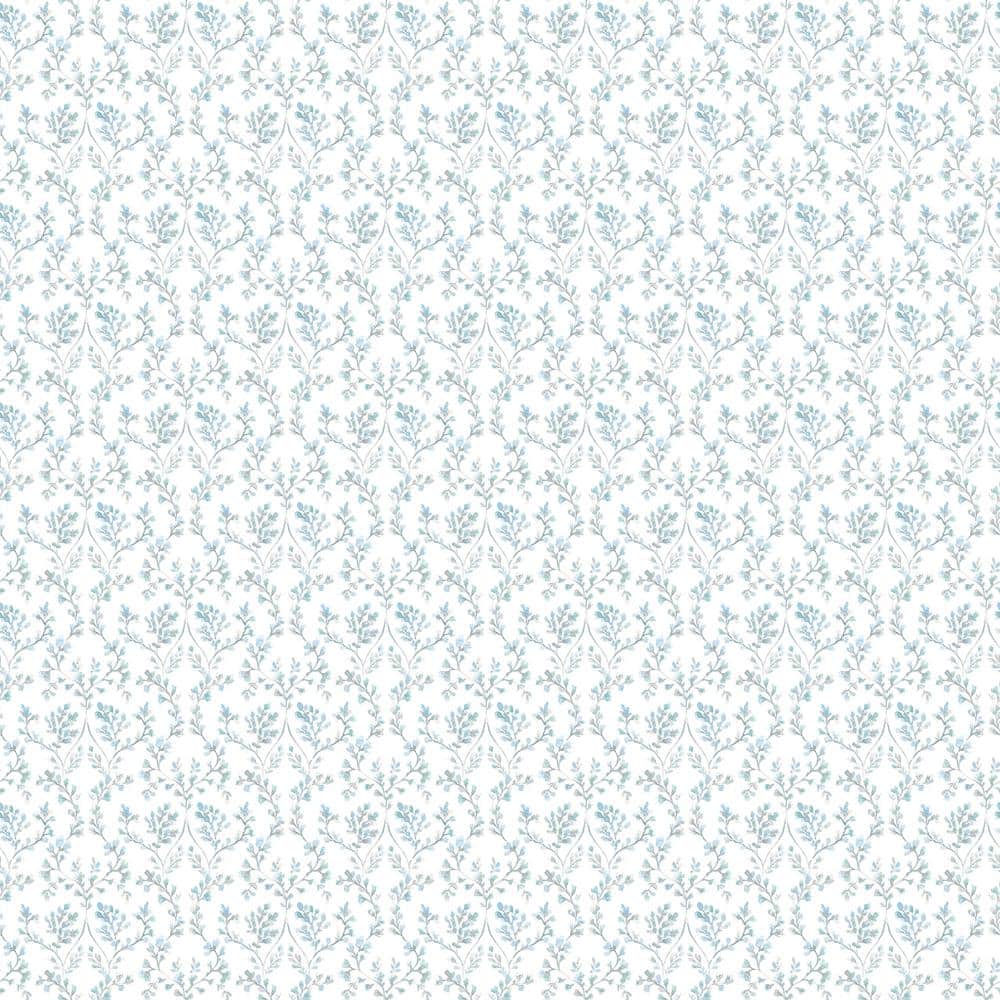 Ogee Floral Trail Teal/Blue/Beige Matte Finish Non-Woven Non-Pasted Wallpap
