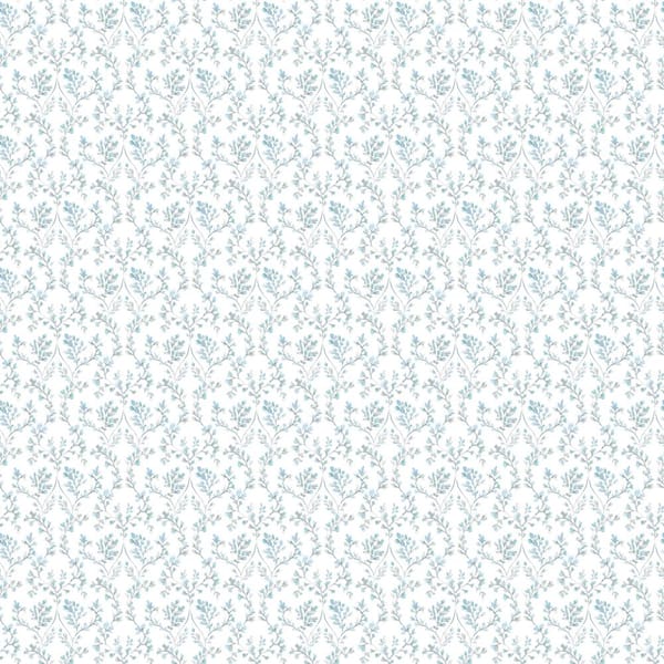 Unbranded Ogee Floral Trail Teal/Blue/Beige Matte Finish Non-Woven Non-Pasted Wallpaper Roll