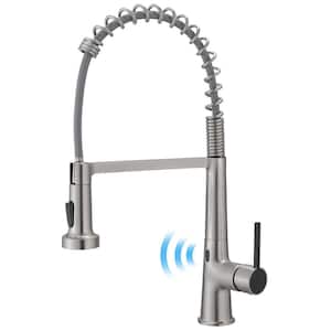 2-Spray Patterns 1.8 GPM Single Handle Touchless Pull Down Sprayer Kitchen Faucet in Brushed Nickel