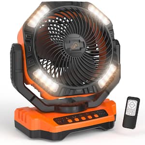 40000mAh Rechargeable Battery Jobsite Fan with Remote and Light, Auto-Oscillating, 4 Speeds, 4 Timers for Outdoors Use