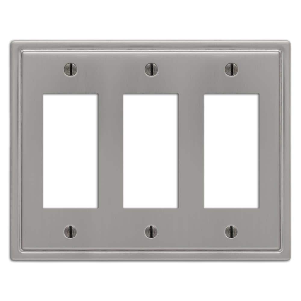 Brushed Nickel Triple Rocker Steel Wallplate