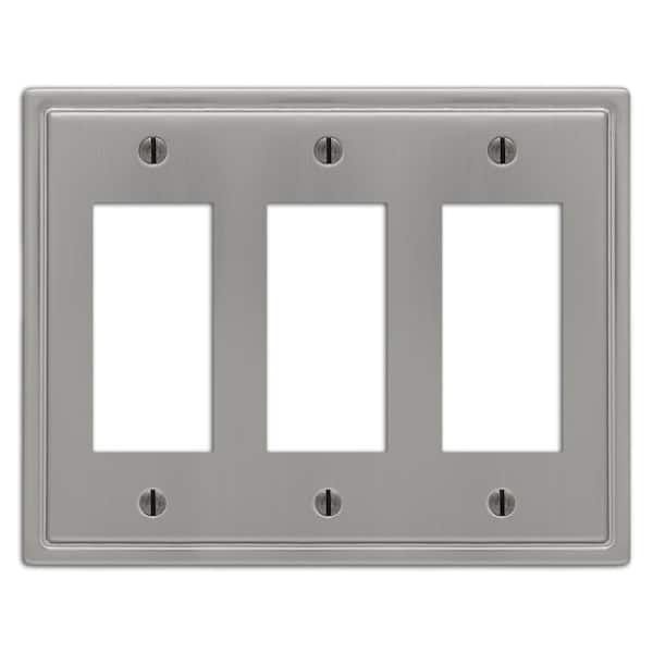 AMERELLE Moderne 3 Gang Rocker Steel Wall Plate - Brushed Nickel