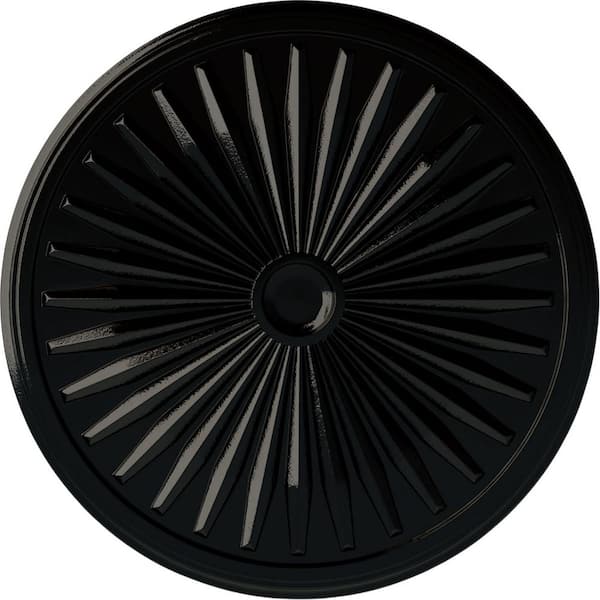 Ekena Millwork 1-3/8 in. x 33-1/8 in. x 33-1/8 in. Polyurethane Leandros Ceiling Medallion, Black Pearl