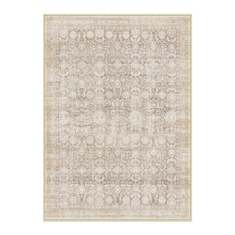 Solo 5 ft. X 7 ft. Beige Distressed Vintage Floral Area Rug price history on PriceWatchPro