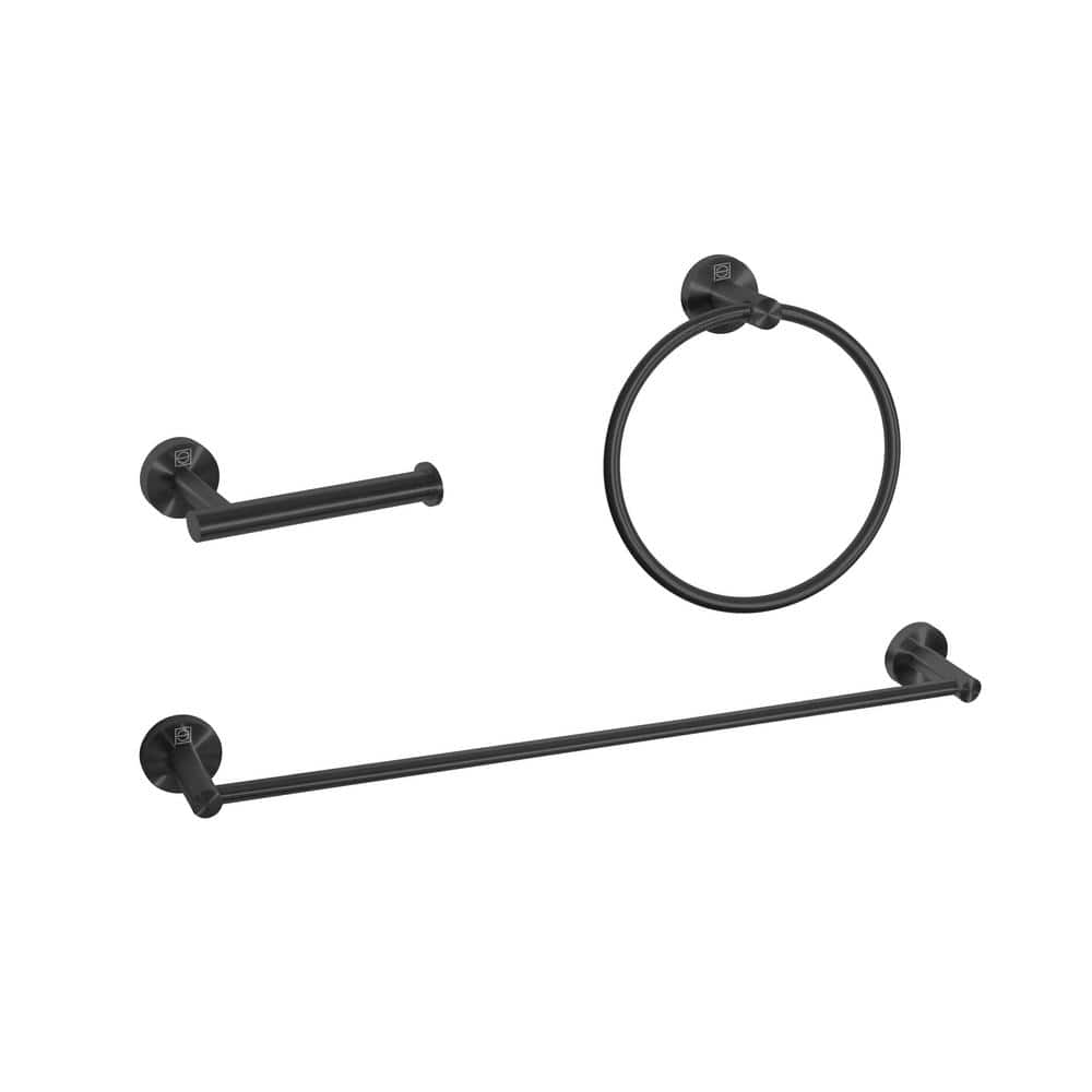Timeless Home 3-Piece Bath Hardware Set with Mounting Hardware in Matte Bla