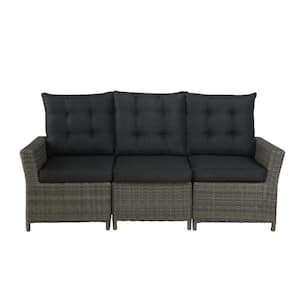 Asti All-Weather Wicker 3-Seat Reclining Sofa with Cushions