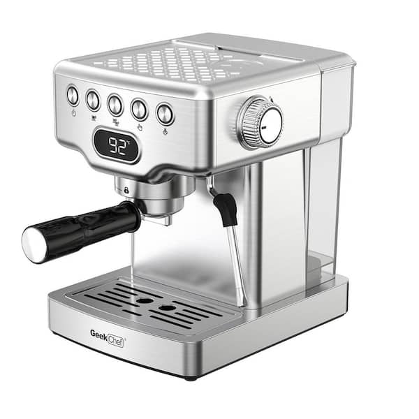 2-Cup Espresso Machine in Stainless Steel with Safety Valve Auto Pressure Release