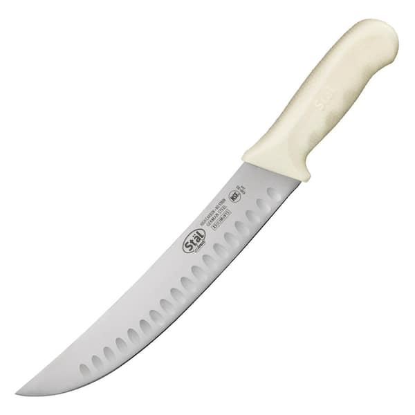 Winco 9.5 in. Hollow Ground Cimeter Knife with White Handle