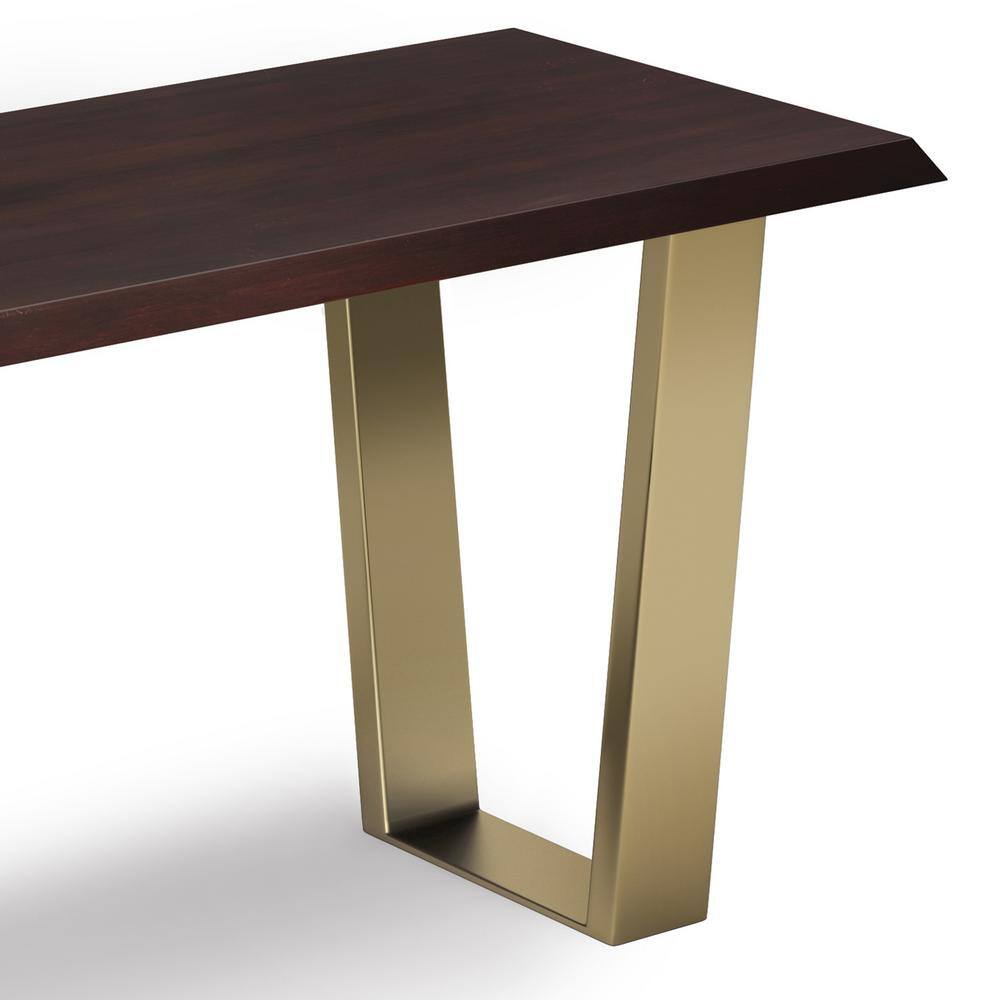 Cognac Contemporary Slimline Storage Bench in Solid Mango Wood