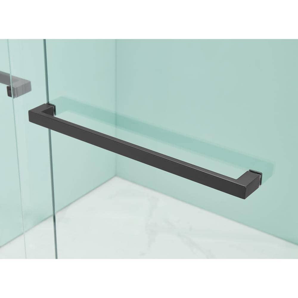 60" Matte Black Aluminum Framed Double Sliding Shower Door