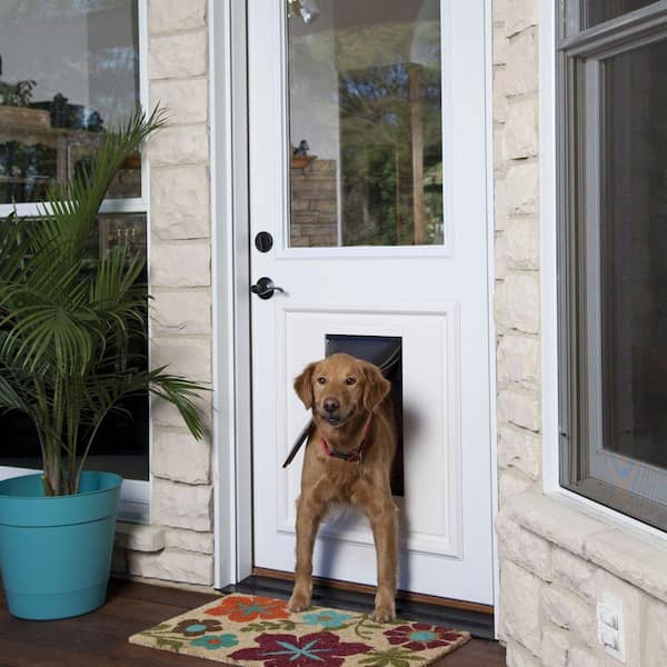 PetSafe 1-Piece Sliding Glass Pet Door for Dogs & Cats - Adjustable Height  91 7/16 to 96- Large, White, No-Cut DIY Install, Aluminum Patio Panel