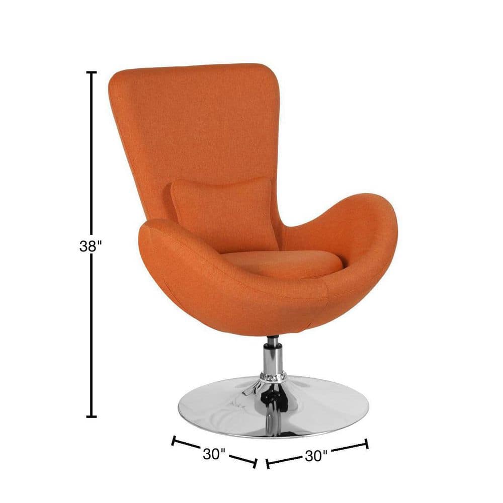 High Back Orange Fabric Swivel Reception Chair with Chrome Base