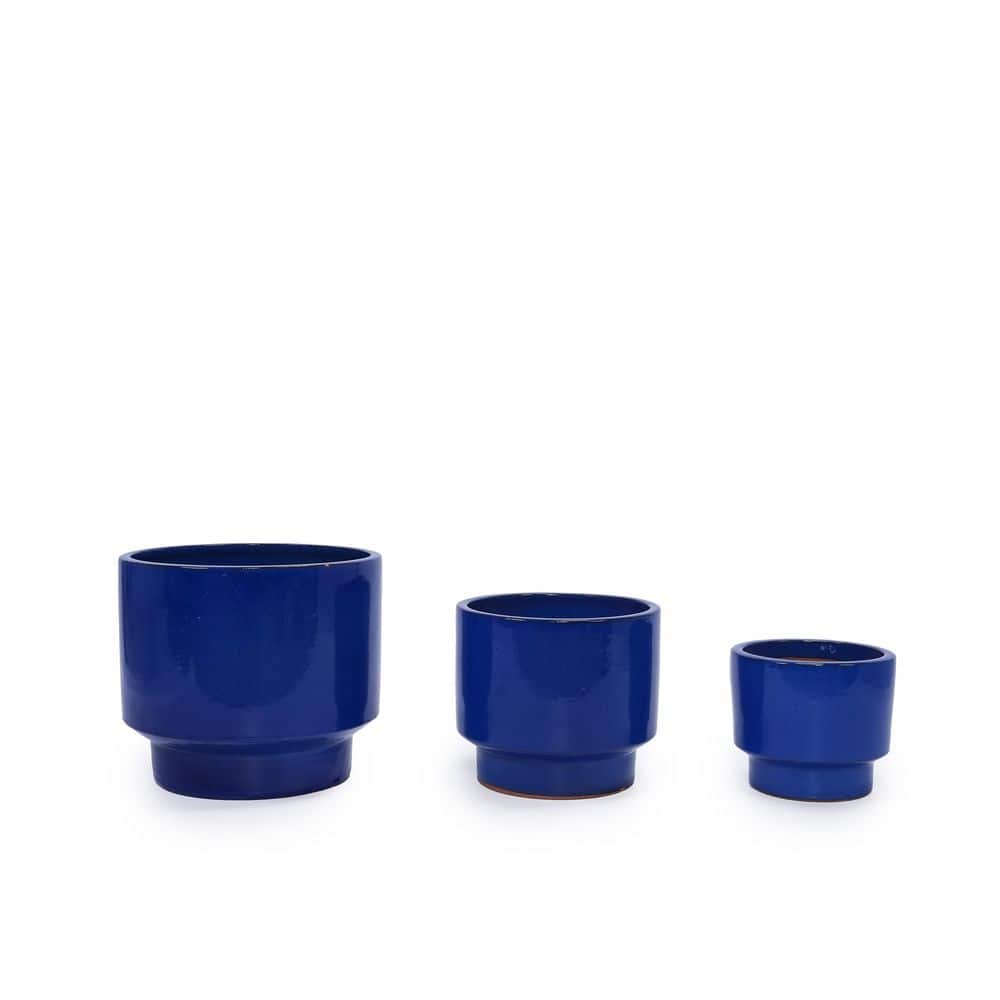 Antique Blue Set of 3 Mixed Size Outdoor Ceramic Plant Pots Stylish Ceramic Planters for Indoor Outdoor Use price history on PriceWatchPro