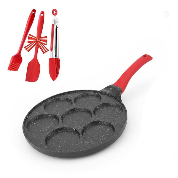 Omelette Pans Aluminum Mini Pancake Pan Aluminum Silver Non-Stick Coating Multi-Use Cooktop Compatible