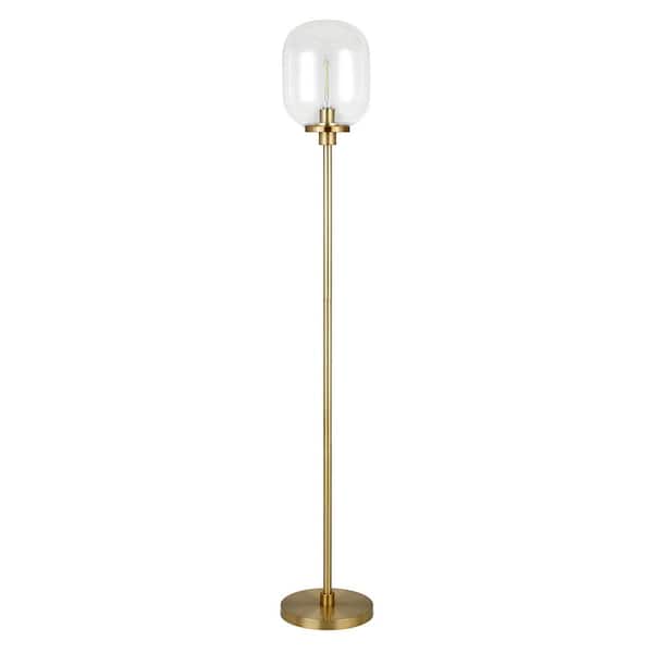 HomeRoots 69 in Gold Novelty Standard Floor Lamp With Clear Seeded Glass Globe Shade