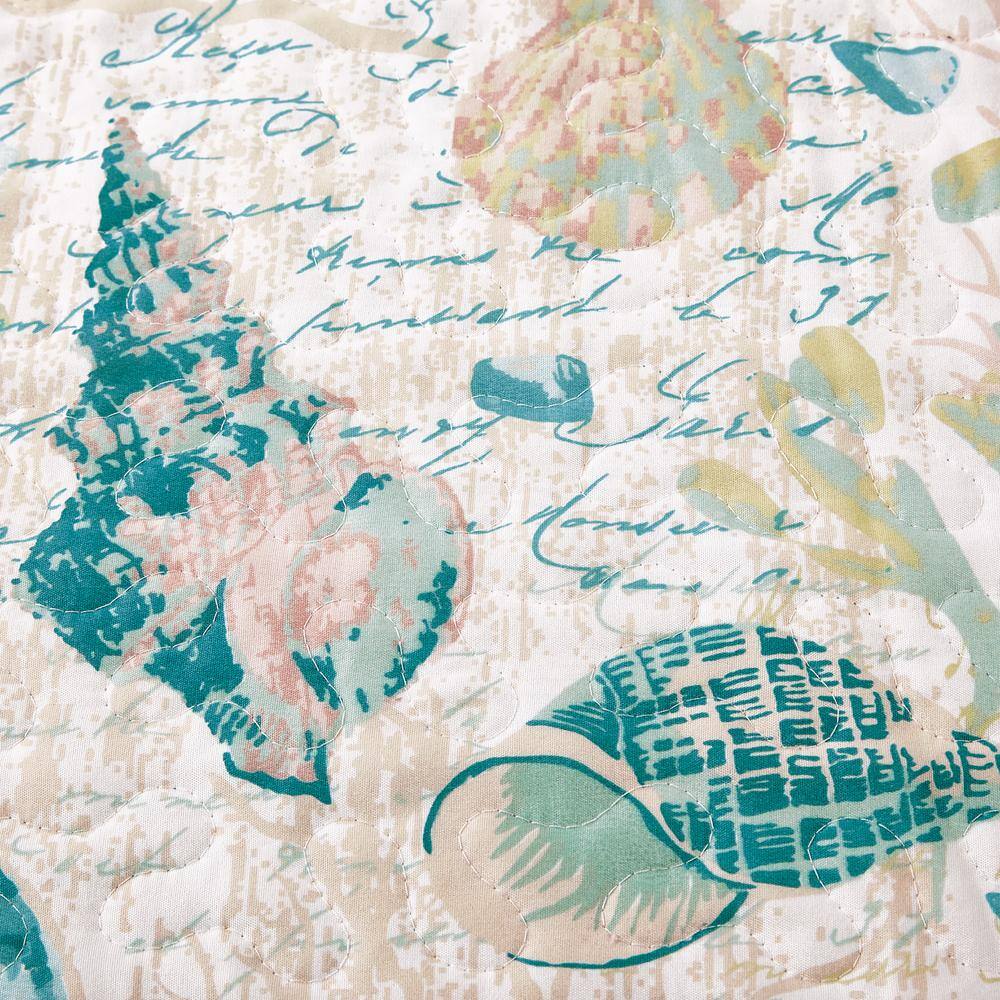 Full Blue Coastal Microfiber Reversible Quilt Set