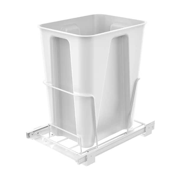 Rubbermaid 5.25 gal Spring Top Plastic Kitchen Trash Can, White 